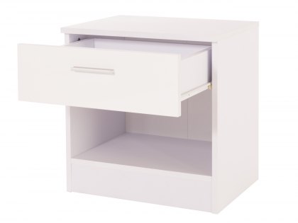 GFW Ottawa White High Gloss 1 Drawer Bedside Cabinet (Flat Packed)