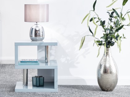 GFW Polar Grey High Gloss LED Lamp Table (Flat Packed)