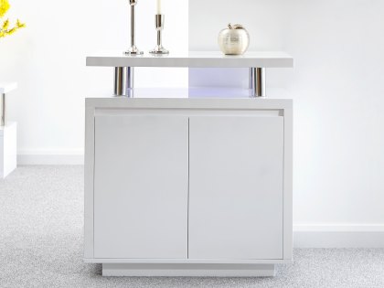 GFW Polar White High Gloss 2 Door Sideboard with LED (Flat Packed)