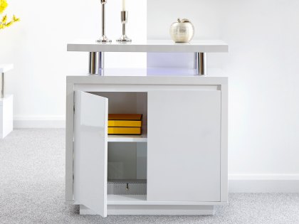 GFW Polar White High Gloss 2 Door Sideboard with LED (Flat Packed)