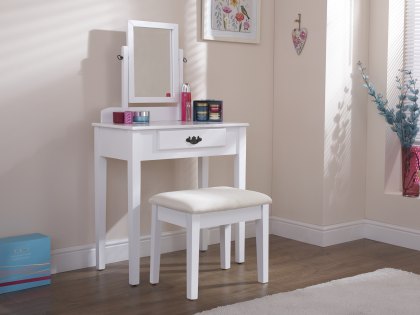 GFW Shaker White Dressing Table and Stool (Flat Packed)