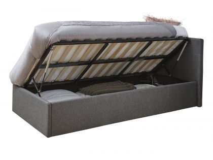 GFW Ecuador 3ft Single Grey Hopsack Upholstered Fabric Side Lift Ottoman Bed Frame