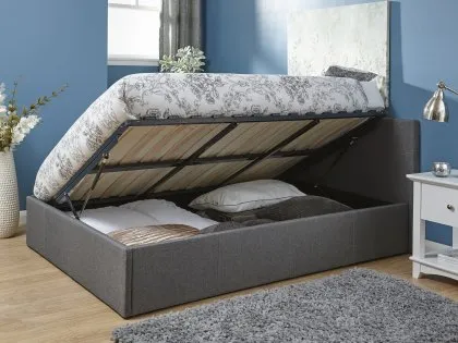 GFW Ecuador 4ft6 Double Grey Hopsack Fabric Side Lift Ottoman Bed Frame