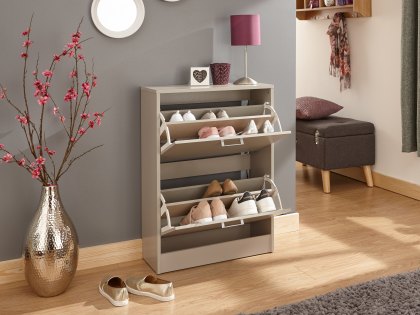 GFW Stirling Grey 2 Tier Shoe Cabinet (Flat Packed)