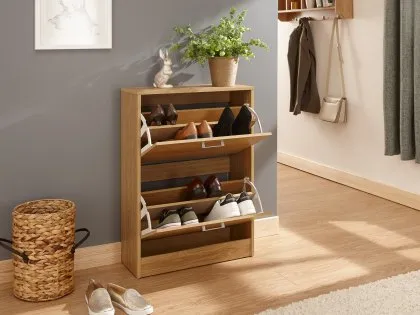 GFW Stirling Oak 2 Tier Shoe Cabinet