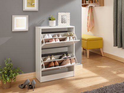 GFW Stirling White 2 Tier Shoe Cabinet (Flat Packed)