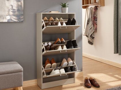 GFW Stirling Grey 3 Tier Shoe Cabinet (Flat Packed)