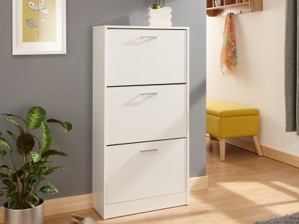 GFW Stirling White 3 Tier Shoe Cabinet (Flat Packed)