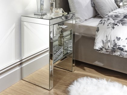 GFW Venetian Clear Glass 1 Drawer Mirrored Bedside Cabinet (Assembled)