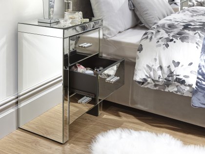 GFW Venetian Clear Glass 3 Drawer Mirrored Bedside Cabinet (Assembled)