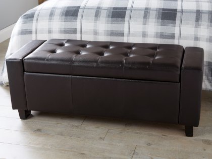 GFW Verona Brown Upholstered Faux Leather Storage Bench (Flat Packed)