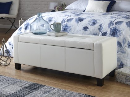 GFW Verona White Upholstered Faux Leather Storage Bench (Flat Packed)