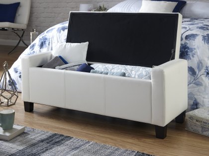 GFW Verona White Upholstered Faux Leather Storage Bench (Flat Packed)