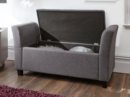 GFW Verona Charcoal Grey Upholstered Fabric Window Seat (Flat Packed)