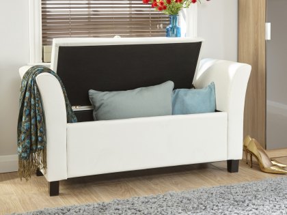 GFW Verona White Upholstered Faux Leather Window Seat (Flat Packed)
