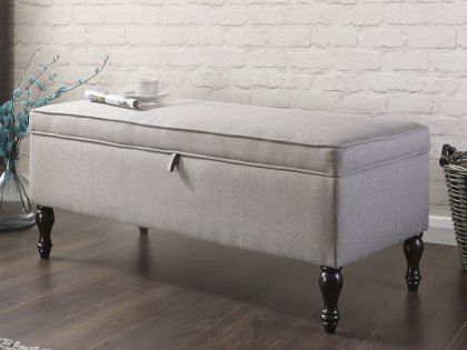 GFW Windsor Grey Hopsack Upholstered Fabric Storage Bench (Flat Packed)