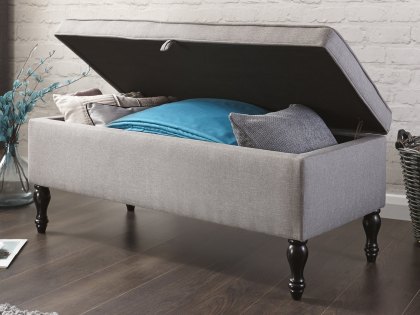 GFW Windsor Grey Hopsack Upholstered Fabric Storage Bench (Flat Packed)