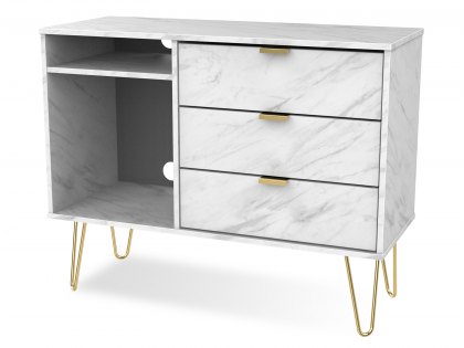 Welcome Hong Kong 3 Drawer TV Cabinet with Gold Hairpin Legs (Assembled)