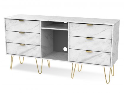 Welcome Hong Kong 6 Drawer TV Cabinet with Gold Hairpin Legs (Assembled)