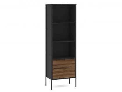 Birlea Opus Walnut and Black 2 Drawer Bookcase