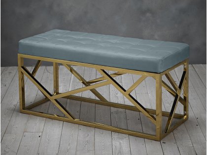 LPD Renata Green Fabric and Gold Painted Bench