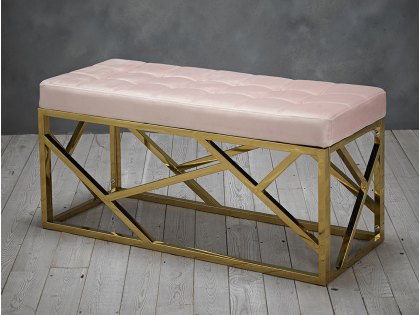 LPD Renata Pink Fabric and Gold Painted Bench