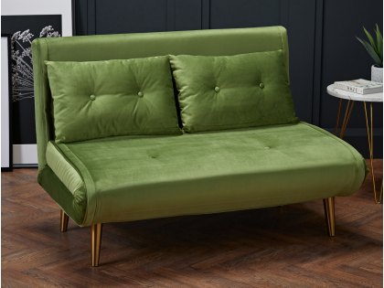 LPD Madison Green Velvet Fabric Sofa Bed