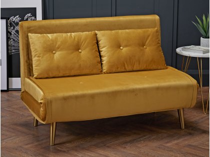 LPD Madison Mustard Velvet Fabric Sofa Bed
