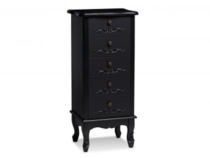 LPD Antoinette Black 5 Drawer Tall Narrow Chest of Drawers (Assembled)