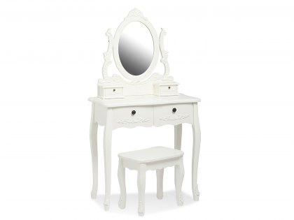 LPD Antoinette White 4 Drawer Dressing Table and Stool (Assembled)