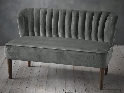 LPD Bella Steel Grey Velvet Upholstered Fabric 2 Seater Sofa