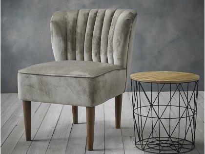 LPD Bella Steel Grey Velvet Upholstered Fabric Accent Chair