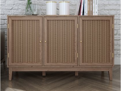 LPD Bordeaux Rattan and Oak 3 Door Large Sideboard (Flat Packed)