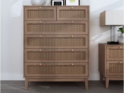 LPD Bordeaux Rattan and Oak 4+2 Drawer Chest of Drawers (Flat Packed)