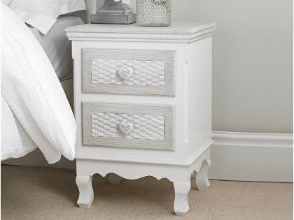 LPD Brittany Grey and White 2 Drawer Bedside Cabinet (Assembled)
