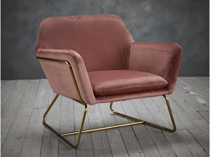 LPD Charles Vintage Pink Velvet Upholstered Fabric Armchair