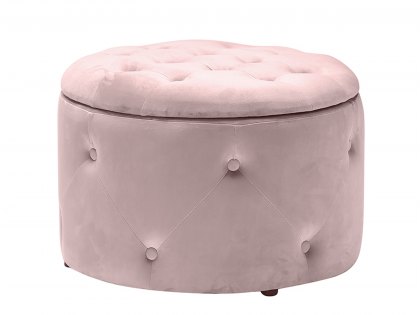 LPD Cleo Pink Upholstered Fabric Ottoman Storage Pouffe
