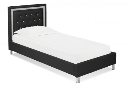 LPD Crystalle 3ft Single Black Upholstered Faux Leather Bed Frame