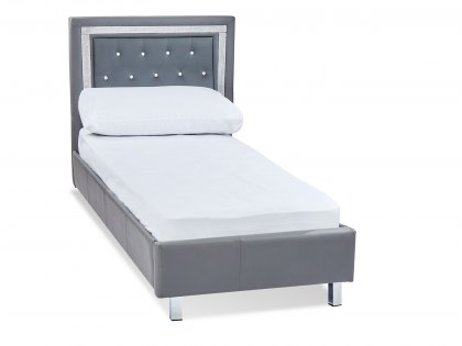 LPD Crystalle 3ft Single Grey Upholstered Faux Leather Bed Frame