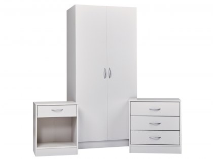 LPD Delta White 3 Piece Bedroom Furniture Package (Flat Packed)