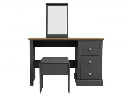 LPD Devon Charcoal 3 Drawer Pedestal Dressing Table and Stool (Flat Packed)