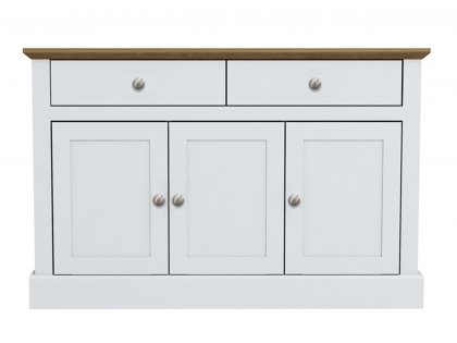 LPD Devon White and Oak 3 Door 2 Drawer Large Sideboard (Flat Packed)