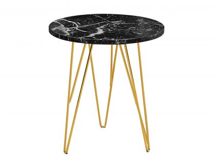 LPD Fusion Black Marble and Gold Lamp Table (Flat Packed)