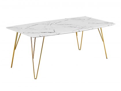 LPD Fusion White Marble and Gold Coffee Table (Flat Packed)