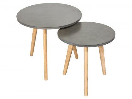 LPD Hex Concrete Effect Round Nest of Tables (Flat Packed)