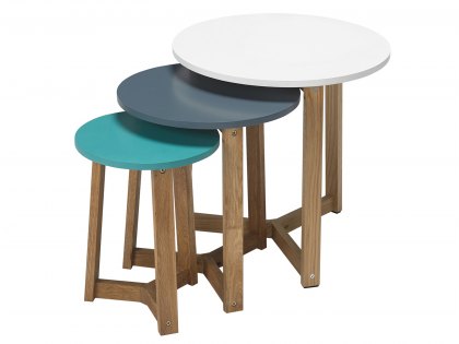 LPD Jasper Multi coloured Round Nest Of 3 Tables (Flat Packed)