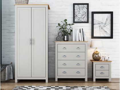 LPD Lancaster Grey and Oak 3 Piece Bedroom Furniture Package (Flat Packed)