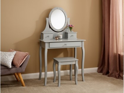 GFW Grace Grey LED Dressing Table and Stool (Flat Packed)