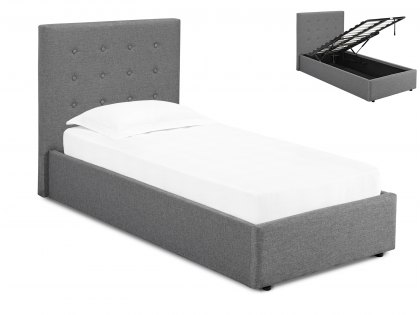 LPD Lucca 3ft Single Grey Upholstered Fabric Ottoman Bed Frame