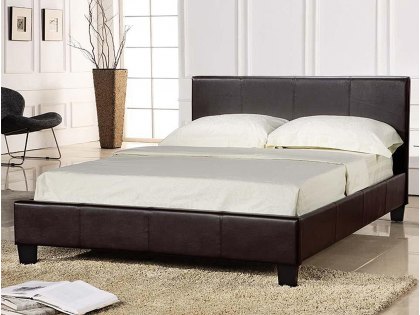 LPD Prado 4ft6 Double Brown Upholstered  Faux Leather Bed Frame